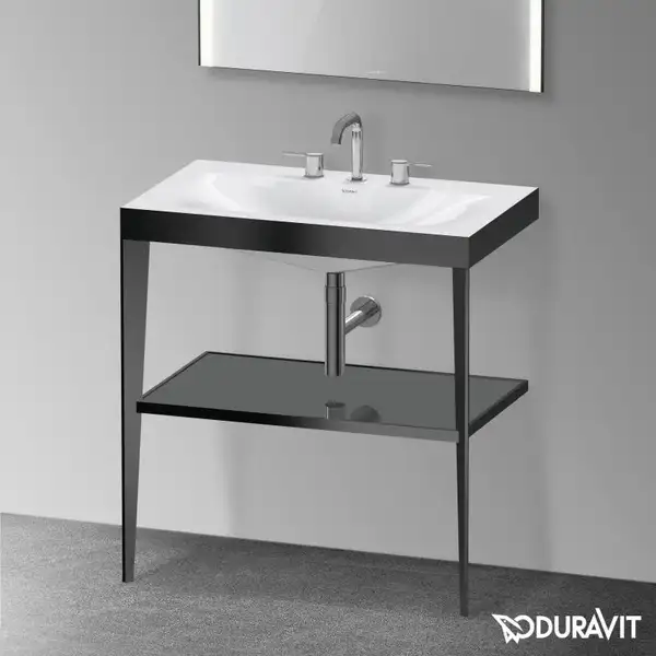 Металлическая консоль с раковиной c-bonded Duravit XViu 80 х 48 х h85 см, чёрный матовый/серый (XV4715TB289) фото 2 Aquada.com.ua