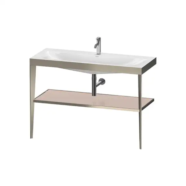 Металлическая консоль с раковиной c-bonded Duravit XViu 120 х 48 х h85 см, матовое шампанское/абрикосовый жемчуг (XV4717OB110) фото 1 Aquada.com.ua