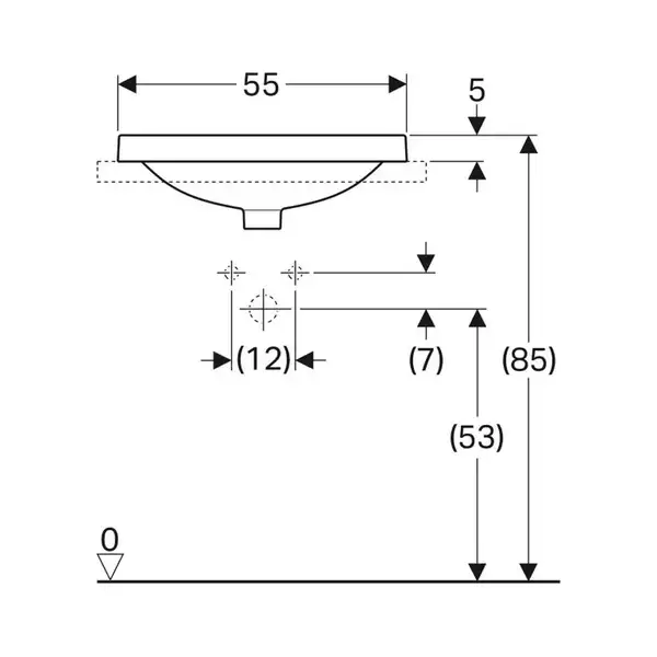 Geberit VariForm Раковина вбудована 55x40 см, біла (500.739.01.2)