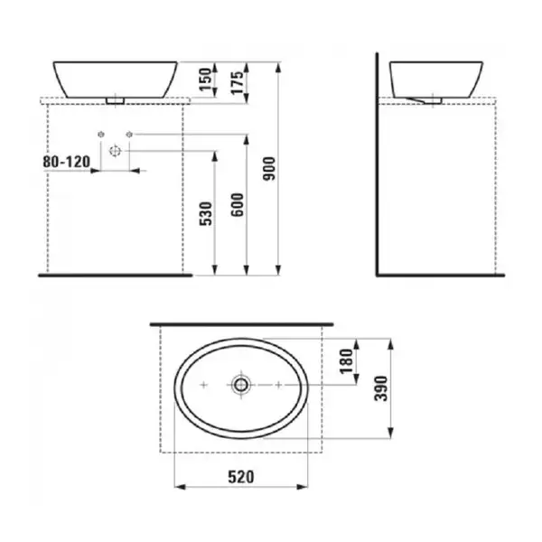 Laufen Pro Раковина накладна на стільницю, біла (H8129640001091)
