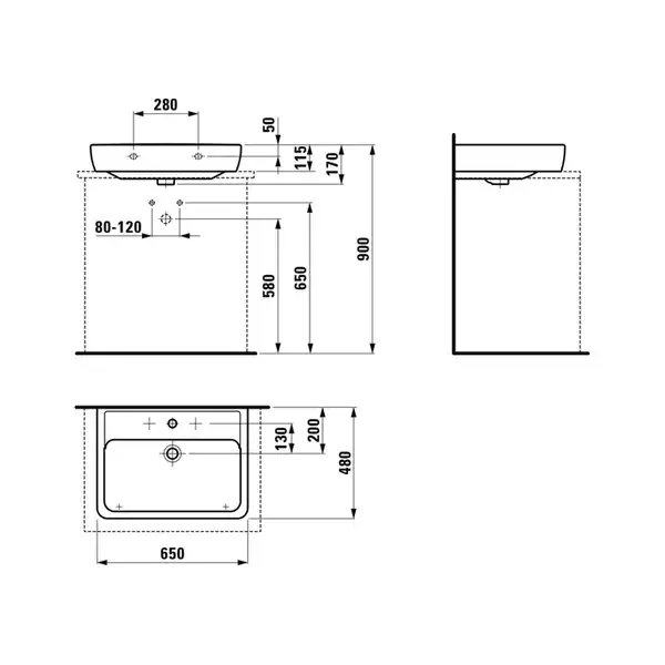 Раковина накладная на столешницу 65 х 48 см Laufen Pro (H8179530001041) фото 3 Aquada.com.ua