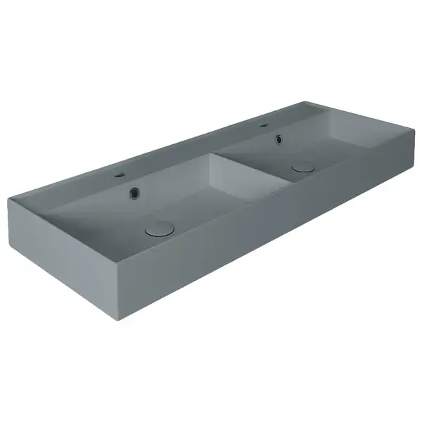 Раковина двойная Simas Agile 121 х 46 см, Cemento Matt (AG121DCEMENTO) фото 1 Aquada.com.ua