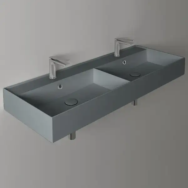 Раковина двойная Simas Agile 121 х 46 см, Cemento Matt (AG121DCEMENTO) фото 2 Aquada.com.ua