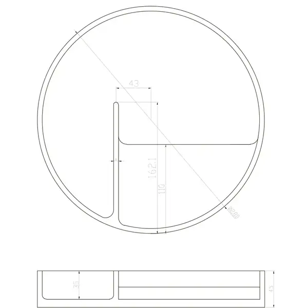 VOLLE Тарелка для косметики 280*45мм каменная Solid surface (18-40-137) фото 2 Aquada.com.ua