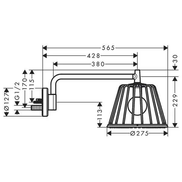 Верхний душ, поворотный Ø 275 мм Axor LampShower (цвет - хром), 1 вид струи (26031000) фото 4 Aquada.com.ua