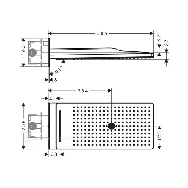 Верхний душ Hansgrohe Rainmaker Select 580 3jet (цвет - хром/белый) (24011400) фото 6 Aquada.com.ua