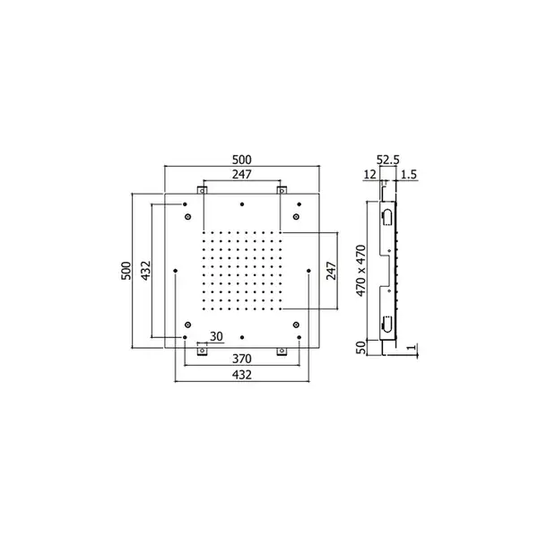 Верхний душ Paffoni CLEVELAND “Quadro” 500 х 500 мм (ZSOF129CR) фото 2 Aquada.com.ua