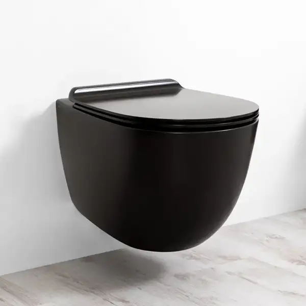 Унитаз подвесной Simas Vignoni с сиденьем Soft Close, чёрный матовый (VI18/F85+VI004 nero) фото 2 Aquada.com.ua