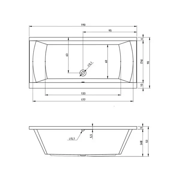 Ванна акриловая Devit Graphics 190 х 90 см, с ножками set07 (19090126) фото 2 Aquada.com.ua