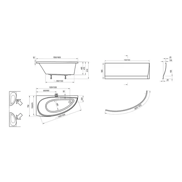 Ravak Avocado Ванна акрилова, 150х75 см, права (CS01000000)