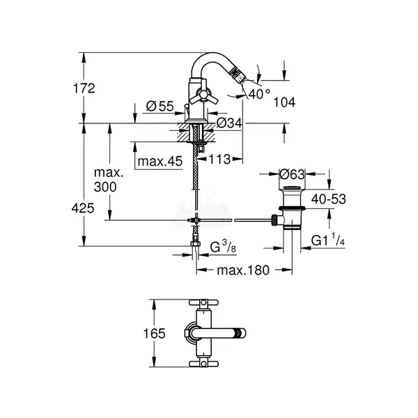 Grohe Atrio Смеситель для биде на одно отверстие, M-Size (24027000) фото 2 Aquada.com.ua