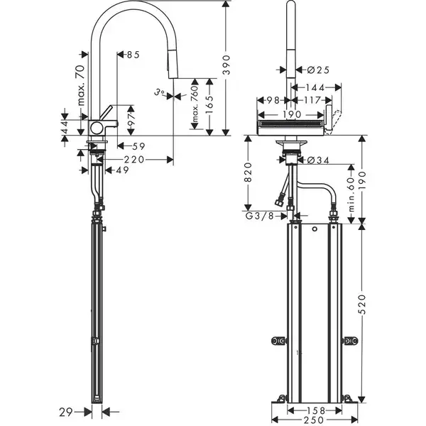 Hansgrohe Aquno Select 170 3jet Кухонний змішувач, хром (73831000)