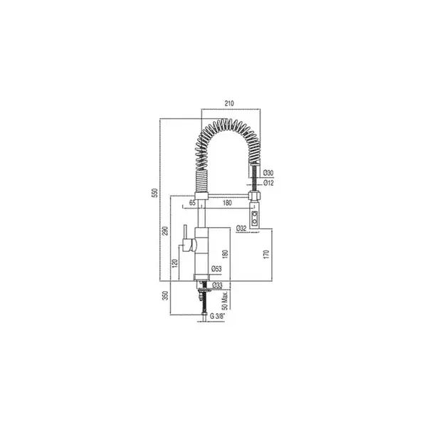 Смеситель для кухни с видвижным изливом Tres Citchen, хром (130485) фото 2 Aquada.com.ua