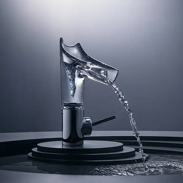 Змішувач для умивальника Axor Stark V 140 з алмазної огранюванням, хром / скло (12122000)