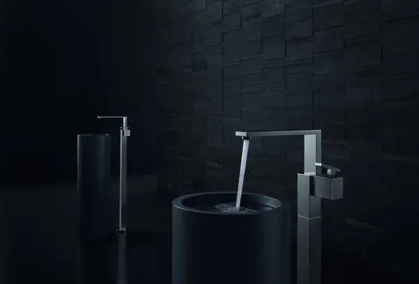 Смеситель напольный для раковины, алмазная резка Axor Edge (цвет - хром), с донным клапаном push-open (46041000) фото 2 Aquada.com.ua