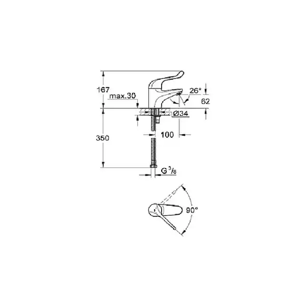 Смеситель для раковины Grohe Euroeco Special (цвет - хром) (32789000) фото 3 Aquada.com.ua