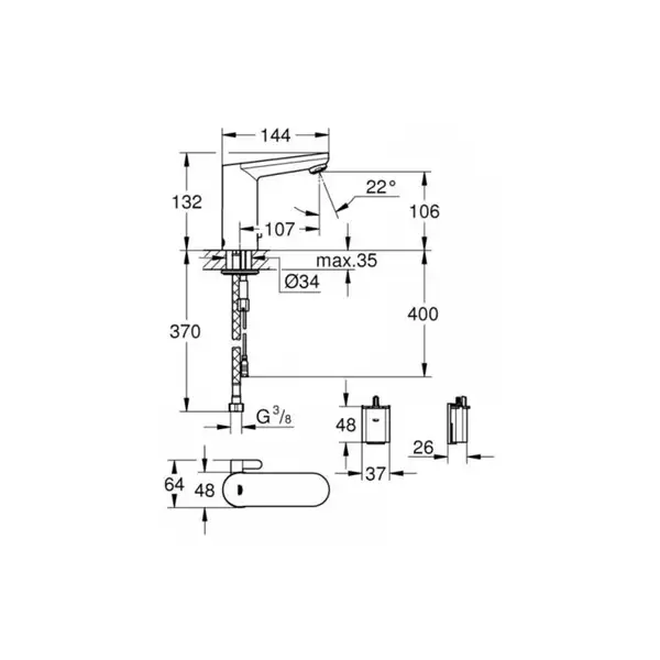 Grohe Eurosmart Cosmopolitan E Змішувач для раковини, хром (36327001)