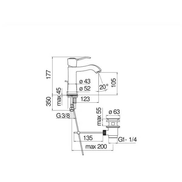 Смеситель для раковины Nobili Sofi (цвет - бронза), с донным клапаном (SI98118/1BR)