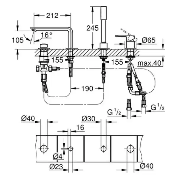 Grohe Lineare New Смеситель для ванны, хром (19577001)
