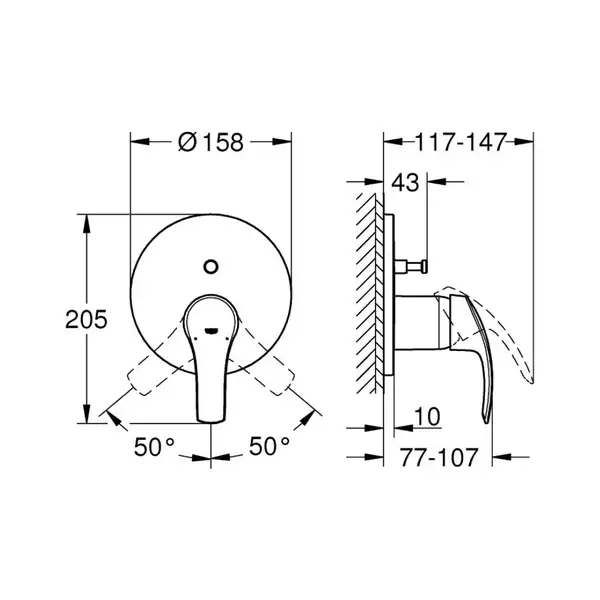 Grohe Eurosmart Смеситель скрытого монтажа, хром (24043002)
