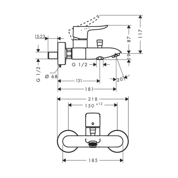 Hansgrohe Mertis Смеситель для ванны, хром (31480000)
