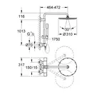 Душова система з термостатом для настінного монтажу GROHE Rainshower System 310 (27966000)