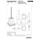 145513092 Gamma Щітка WC підвісна, біла Bemeta Чехія (145513092)