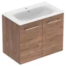 Тумба с раковиной Geberit Selnova Square slim rim 80 см, орех тёмный (501.258.00.1)