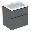 Тумба с раковиной Geberit iCon slim rim 60 см, корпус и фасад - лава мат / ручки - лава мат 502.335.JK.1