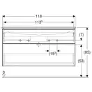 Тумба с раковиной Geberit iCon slim rim 120 см, корпус и фасад - дуб / ручки - лава мат 502.338.JH.1