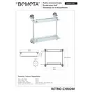 144301122 RETRO 1:поличка подвійна ,скло,хром  Bemeta Чехія (144301122)