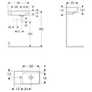 Маленькая (мини) раковина Geberit Selnova Compact 50 х 25 см, с 1 отверстием под смеситель слева (501.506.00.1)