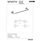 104104022 Omega Тримач для рушників 505мм, Bemeta (104104022)