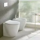 Унитаз напольный NewFlush (безободковый) Catalano Italy с сиденьем Soft Close, белый матовый (1VP52RITBM+5ITSTFBM) фото 2 Aquada.com.ua