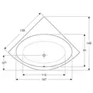 Ванна акриловая, угловая 135 х 135 х h43,5 см Geberit Selnova в комплекте с ножками 554.287.01.1