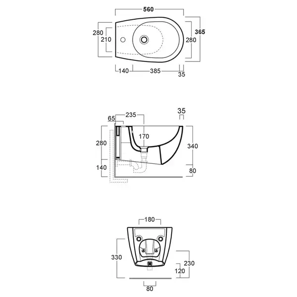 Simas Vignoni VI 19 Биде подвесное, черный мат (VI19/F85 NM) (VI19/F85 NM (black mat))