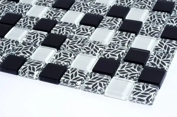 KOTTO Мозаїка скляна GMP 0825011 С3 print 10/black /white 300 x 300 х 8   ( 25 х 25 ) Кераміка Лео УКРАЇНА