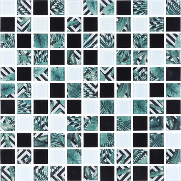 KOTTO Мозаїка скляна GMP 0825021 С3 print 24/white/black 300 x 300 х 8   ( 25 х 25 ) Кераміка Лео УКРАЇНА