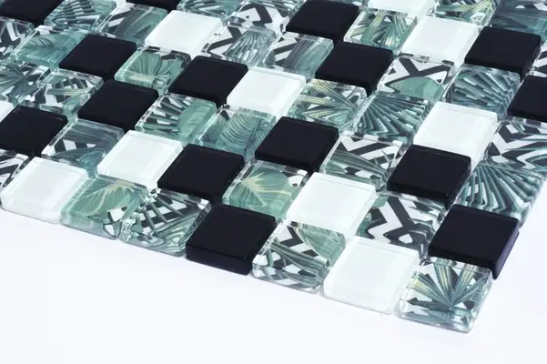 KOTTO Мозаїка скляна GMP 0825021 С3 print 24/white/black 300 x 300 х 8   ( 25 х 25 ) Кераміка Лео УКРАЇНА