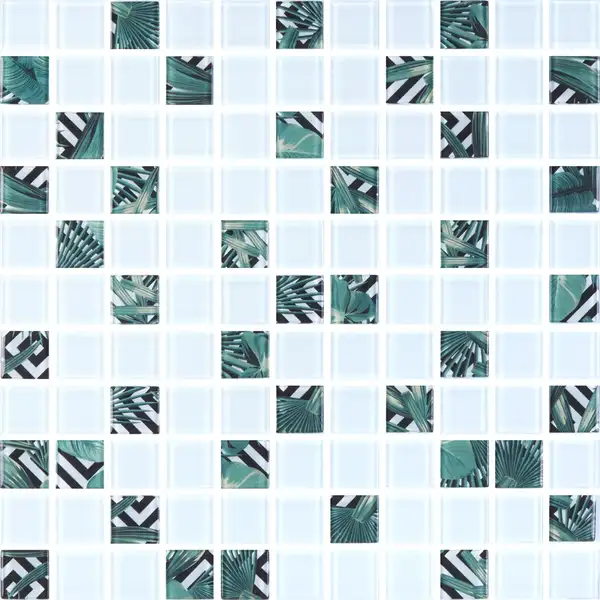KOTTO Мозаїка скляна GMP 0825022 С2 print 24/white 300x300 (кубик 2,5х2,5) Кераміка Лео УКРАЇНА