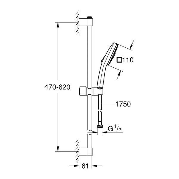 Grohe Tempesta Cube Душевой гарнитур, хром (267482433)