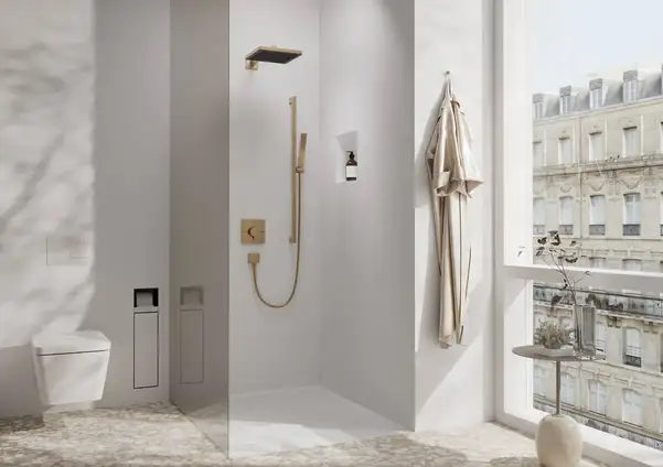 Штанга для душу 90 см Hansgrohe Pulsify E БЕЗ ЛІЙКИ (колір - шліфована бронза) 24403140