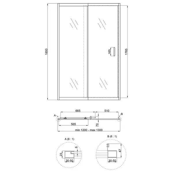Qtap Taurus Душові двері в нішу 120-130x185 см, хром (TAUCRM201213C6)