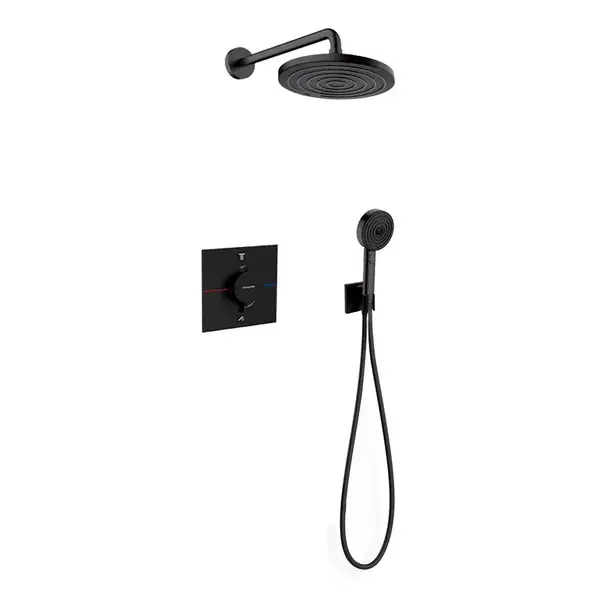 Душова система прихованого монтажу Hansgrohe Pulsify Ø260 мм із термостатом ShowerSelect Comfort E (колір - чорний матовий)  1557224140670
