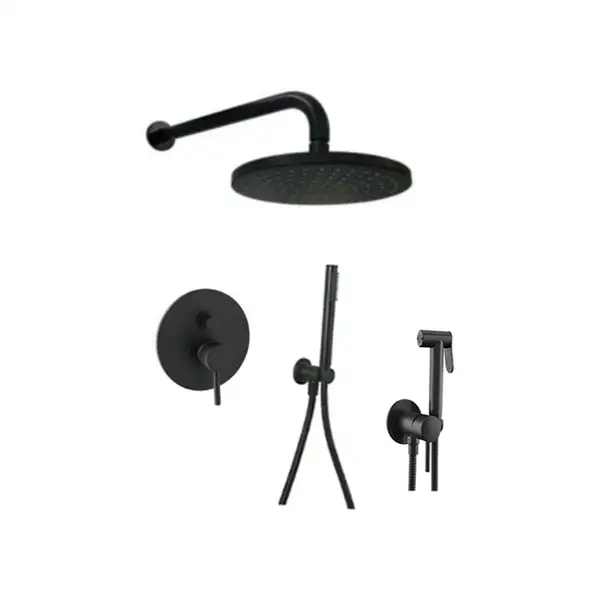 Душевая система скрытого монтажа Paffoni Shower Ø 225 мм + гигиенический душ Paffoni Tweet Round Mix (цвет - чёрный матовый) (KITLIG015NO+ZDUP110NO) фото 1 Aquada.com.ua