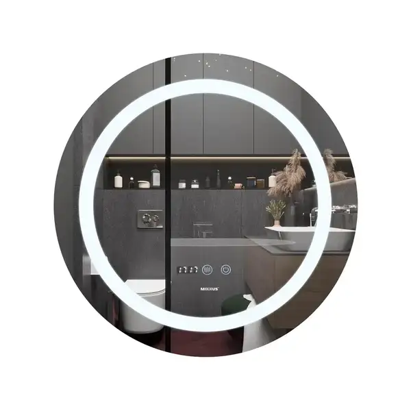 Дзеркало Mixxus PLAIN MC02-60 з Led Touch, Anti-fog, димером, регулятором яскравості, годинником (M (MI6012)
