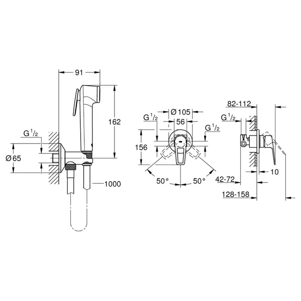 Grohe BauLoop New Гігієнічний душ, хром (UA2904200B)
