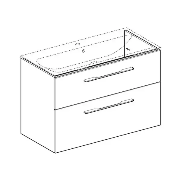 Тумба под раковину Geberit Selnova Square, slim rim 100 см, белый глянцевый 501.212.00.1