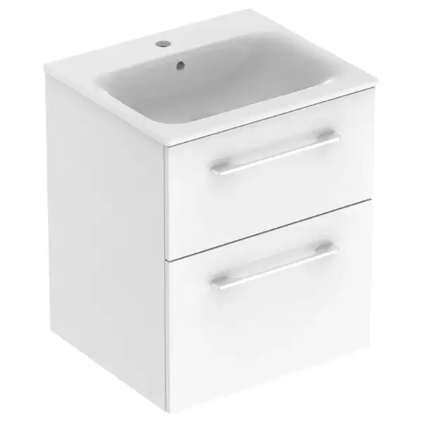Тумба с раковиной Geberit Selnova Square slim rim 55 см, белый глянцевый (501.232.00.1)