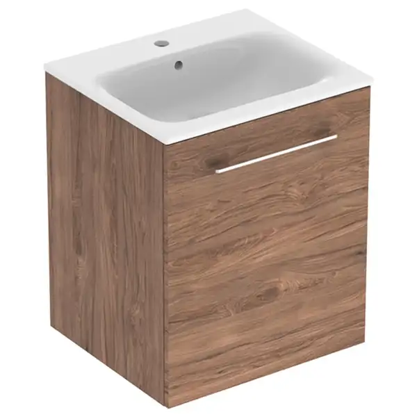 Тумба с раковиной Geberit Selnova Square slim rim 55 см, орех тёмный (501.250.00.1)